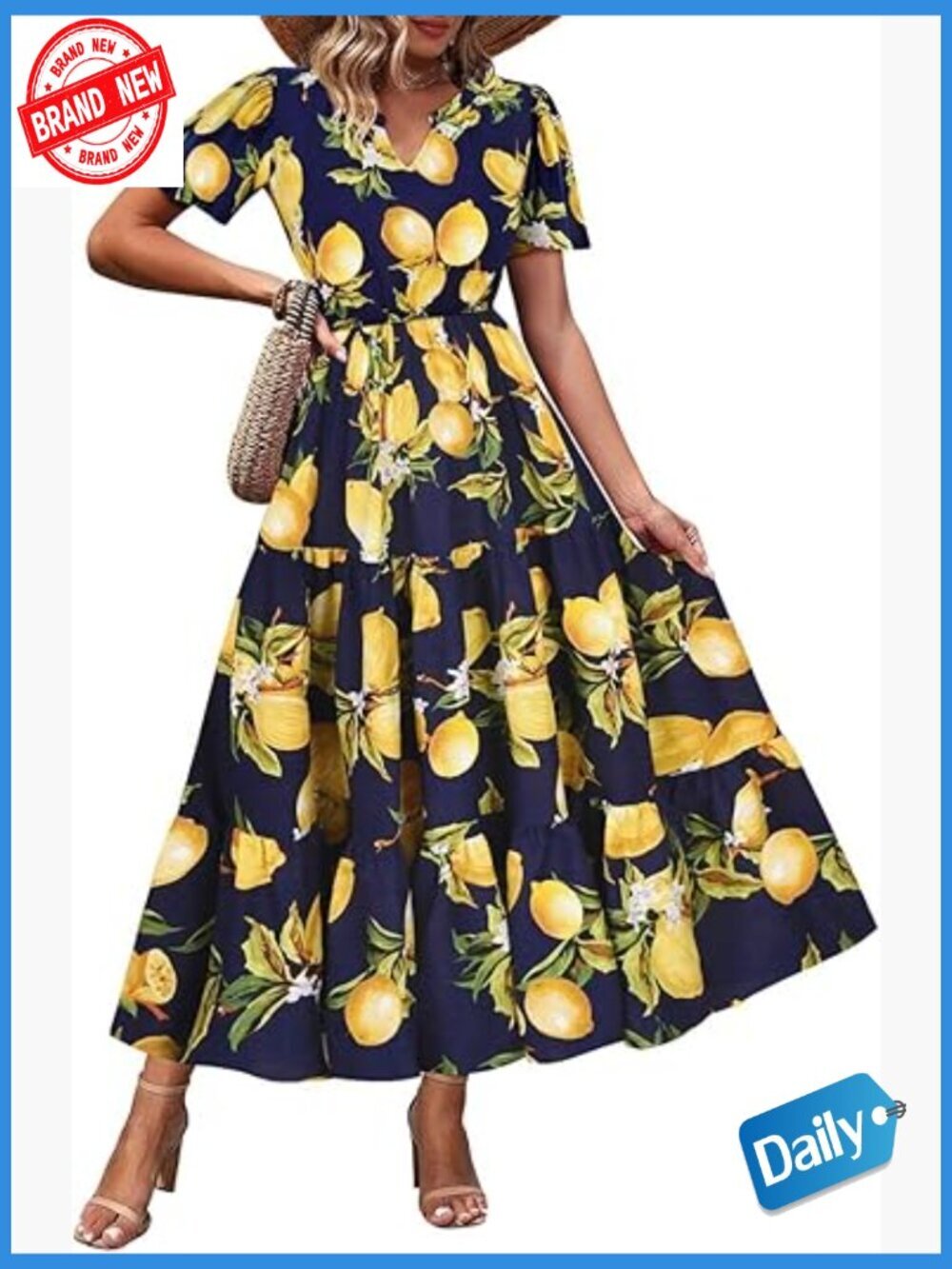 Plus Size V-Neck Short Sleeve Maxi Dress with Pockets